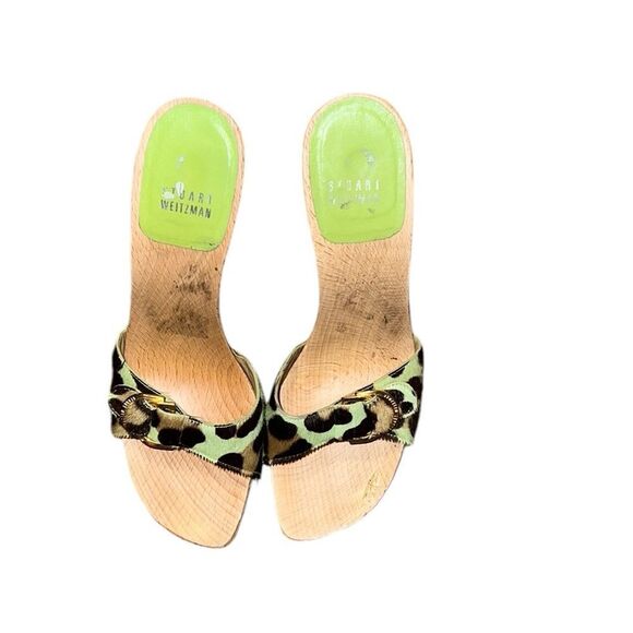 Stuart Weitzman Shoes - Stuart Weitzman Green Pony Hair Animal Print Wooded Shoes 7 1/2